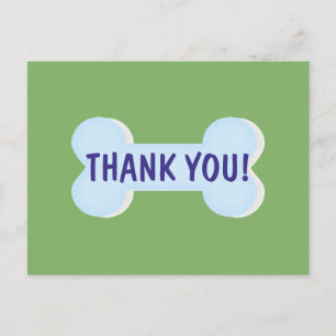 Postal Cartão de agradecimento Osso de Cachorro Azul