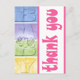 Postal Cartão de agradecimento para chá de bebê colorido