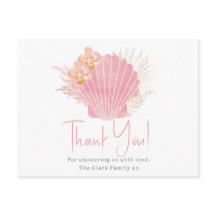 Cartão de agradecimento para chá de bebê de menina