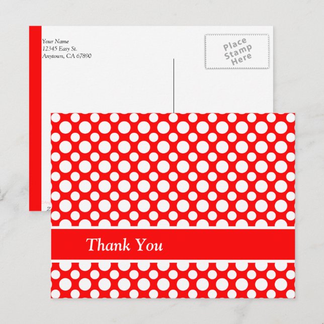 Postal Cartão de agradecimento personalizado com bolinhas (Frente/Verso)