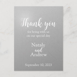 Postal Cartão de agradecimento prateado metálico