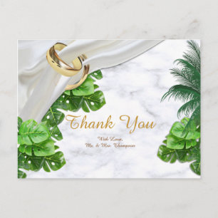 Postal Cartão de agradecimento tropical romântico