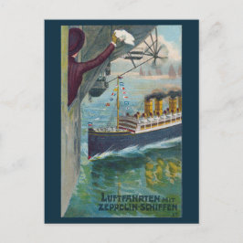 Postal Cartão de Agradecimento Zeppelin e Transatlântico 