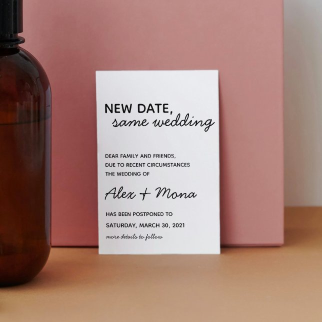 Postal Cartão de Alteração de Data de Casamento (Criador carregado)