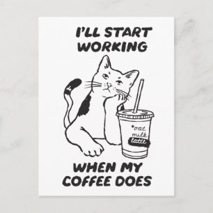 Postal Cartão de Amante de Café de Gato Engraçado