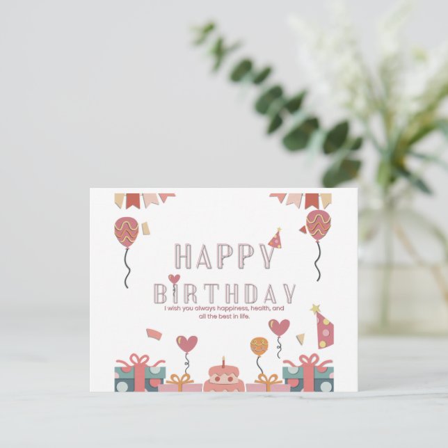 Postal Cartão de aniversário (Em pé/Frente)