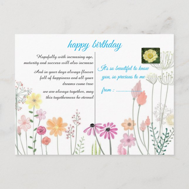 Postal cartão de aniversário (Verso)