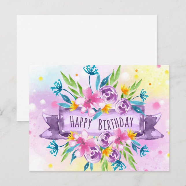 Postal Cartão de Aniversário ("Happy Birthday Floral Postcards")