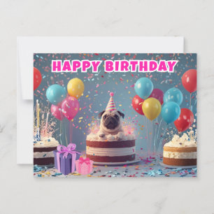 Postal Cartão de Aniversário 3D Engraçado   Festa de Cach