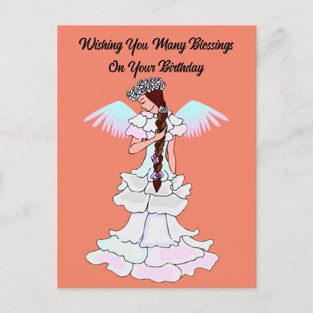 Postal Cartão de Aniversário Anjo Adorável (Frente)
