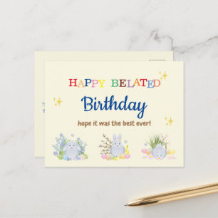 Postal Cartão de Aniversário Atrasado