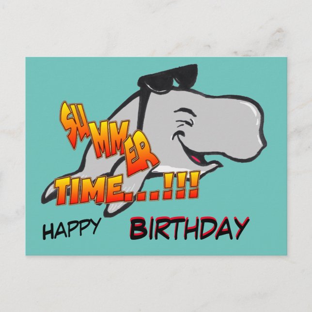 Postal Cartão de Aniversário Baleia Risonha (Frente)