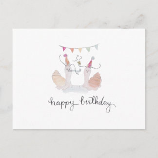 Postal Cartão de Aniversário Caracol Feliz