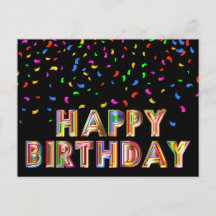Cartão de Aniversário Colorido Confete Colorido Ar