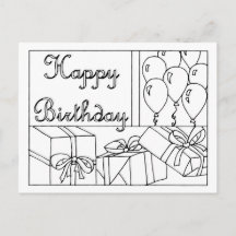 Cartão de Aniversário Colorir