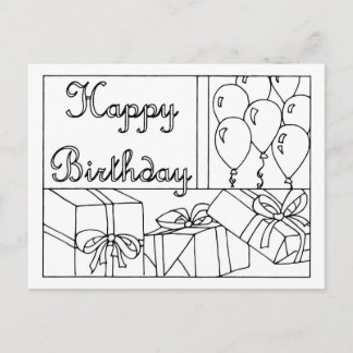 Postal Cartão de Aniversário Colorir