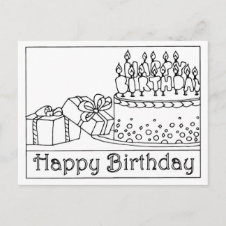 Postal Cartão de Aniversário com Bolo