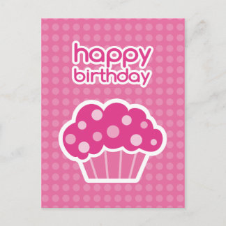 Postal cartão de aniversário com bolo de rosa
