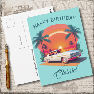 Postal Cartão de aniversário com carro antigo