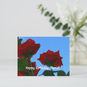 Postal Cartão de aniversário com foto de rosas vermelhas
