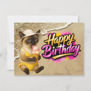 Postal Cartão de aniversário com tema de praia para amant