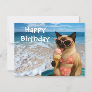 Postal Cartão de aniversário com tema de praia para amant