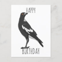 Cartão de aniversário com uma gralha australiana
