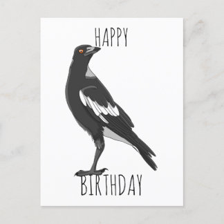 Postal Cartão de aniversário com uma gralha australiana