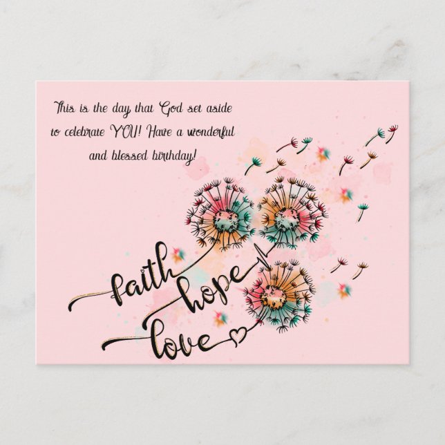 Postal Cartão de aniversário cristão (Frente)