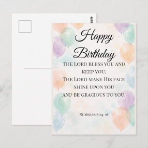 Postal Cartão de Aniversário Cristão – Números 6:24–26 Be