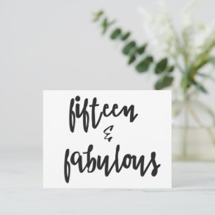 Postal Cartão de Aniversário de 15 Anos Fifteen & Fabulou