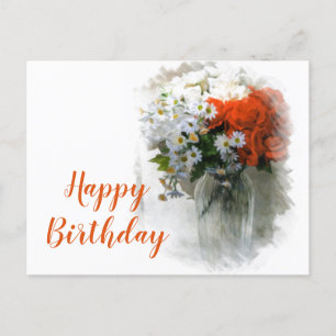 Postal Cartão de Aniversário de Arte Digital de Buquê Per