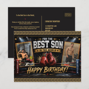 Postal Cartão de aniversário de boxe personalizado para f