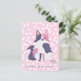 Postal Cartão de Aniversário de Crianças de Gato Rosa e R