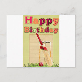 Postal Cartão de aniversário de críquete