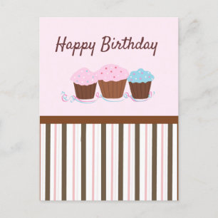 Postal Cartão de Aniversário de Cupcakes