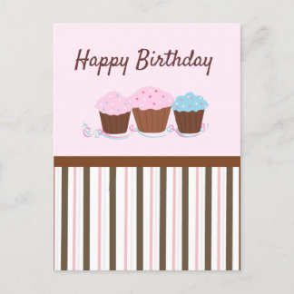 Postal Cartão de Aniversário de Cupcakes