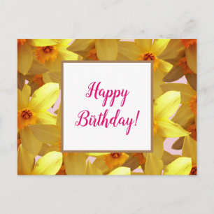 Postal Cartão de Aniversário de Daffodils Amarelo