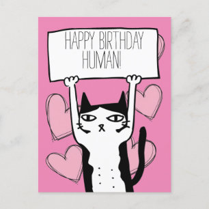 Postal Cartão de Aniversário de Gato