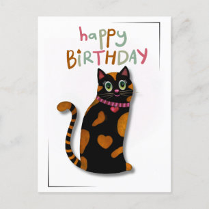 Postal Cartão de Aniversário de Gato Bonito e Corante Bri