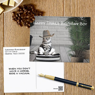 Postal Cartão de Aniversário de Gato Divertido com Chapéu