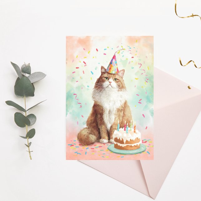 Postal Cartão de Aniversário de Gato – Gato Fofinho de Fe (Criador carregado)