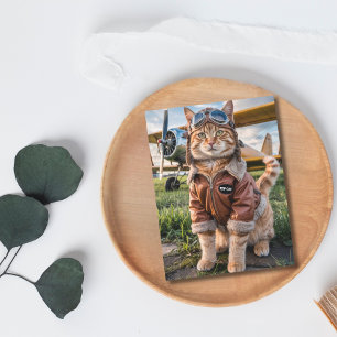 Postal Cartão de Aniversário de Gato Piloto Engraçado & A