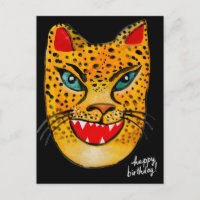Cartão de aniversário de Jaguar Risonho em Aquarel