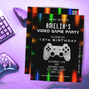 Postal Cartão de Aniversário de Jogo Neon de Controle de 