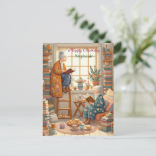 Postal Cartão de Aniversário de Leitura Aconchegante para