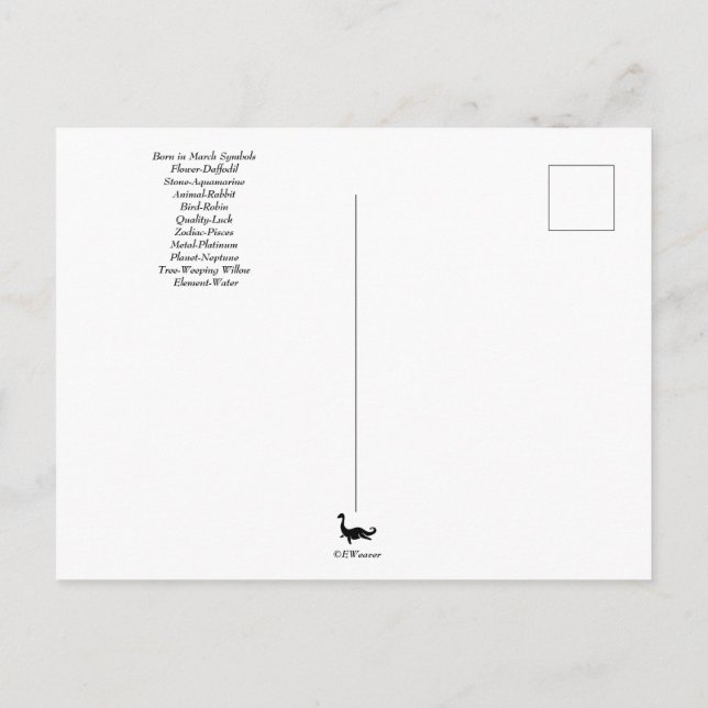 Postal Cartão de Aniversário de Março com Símbolos (Verso)