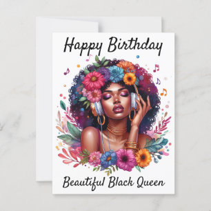 Postal Cartão de aniversário de mulher negra