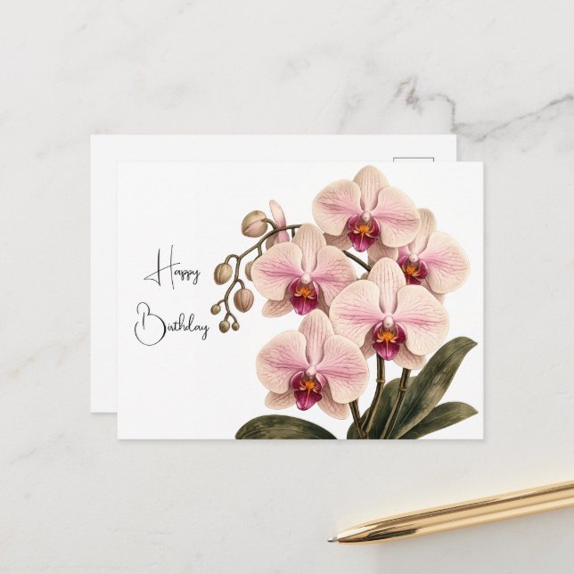 Postal cartão de aniversário de orquídea (Frente/Verso In Situ)