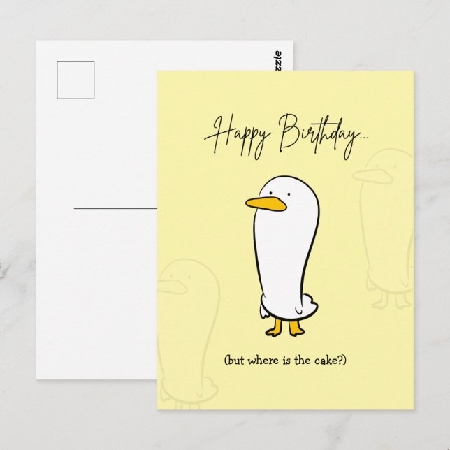Postal Cartão de Aniversário de Pato Engraçado - Onde est (Frente/Verso)